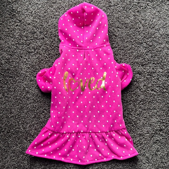 Other - Dog Hot Pink and Gold Loved Dress with Hood Medium